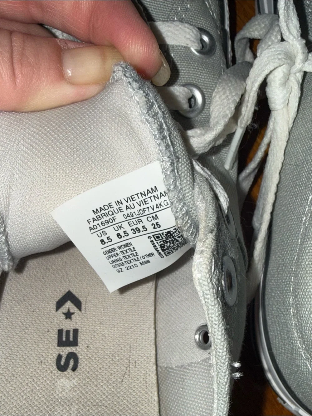 Converse Low Top Canvas Sneakers - Light Gray and White - Picture 4 of 5